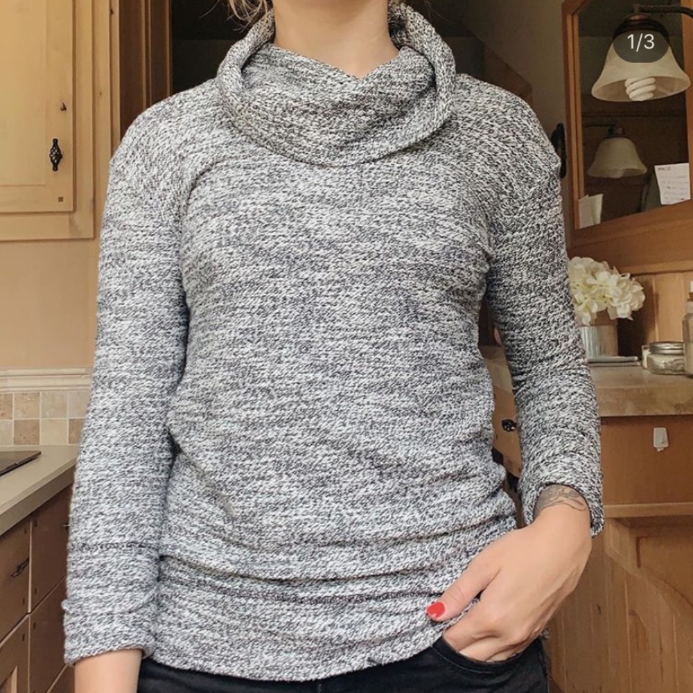 Heathered cowl neck sweater